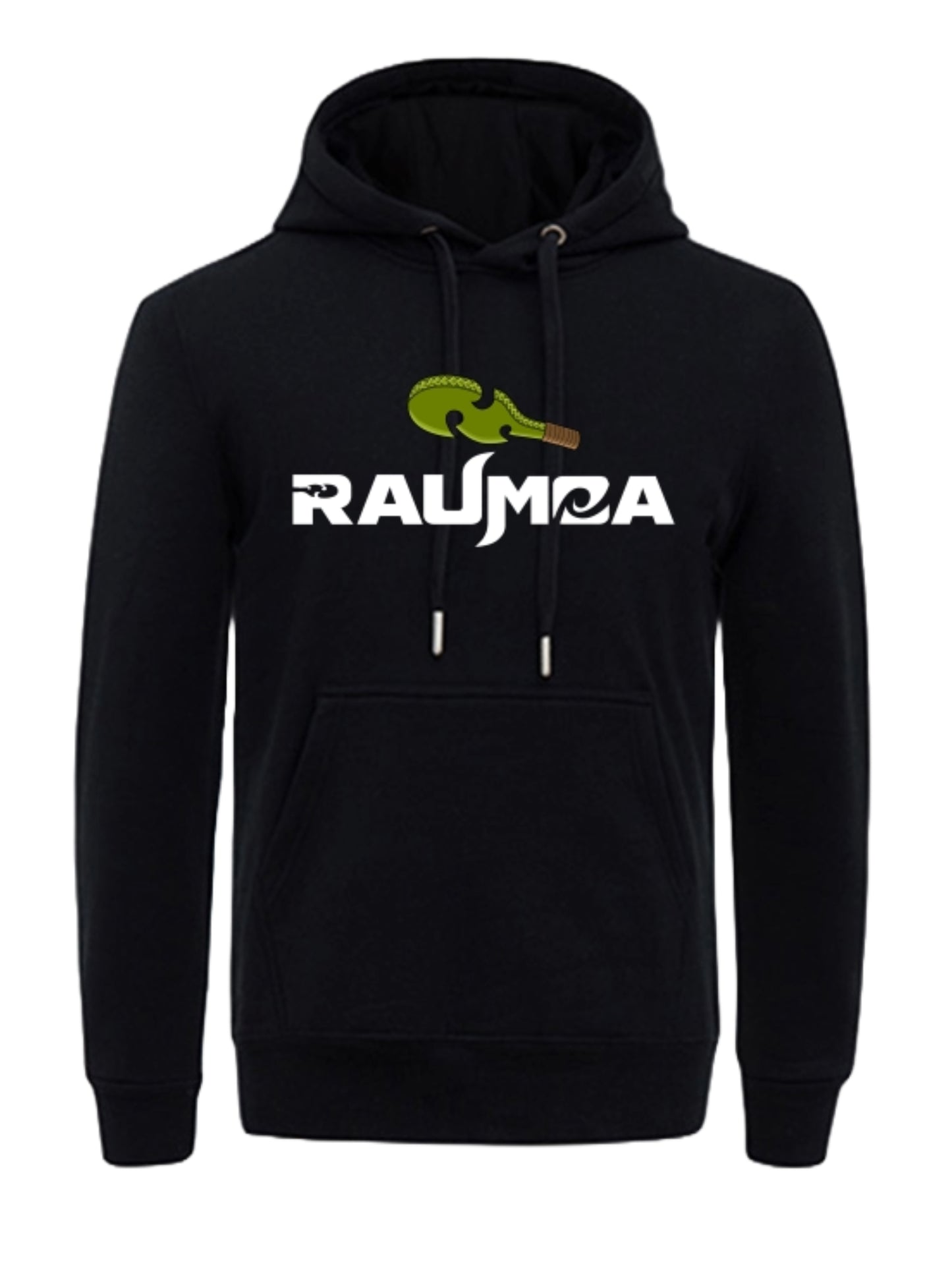 Stylish Maori black hoodie featuring traditional maori design and cultural motifs. Shop online for authentic Maori clothing at raumoa clothing of detail image